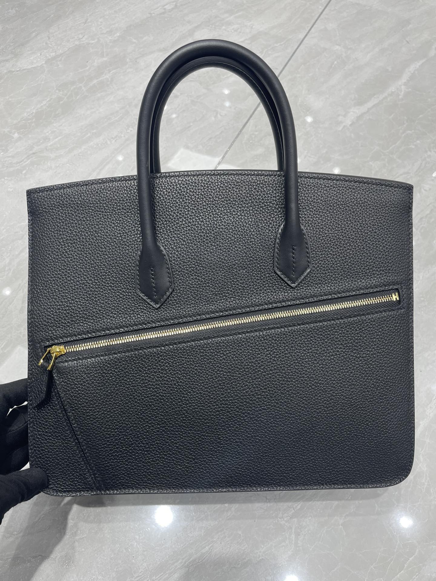 Hermes Birkin 30CM Swift and Togo Leather Handbag Black 